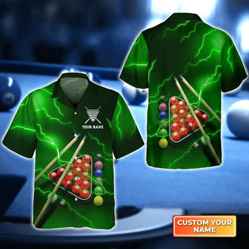 Maxcorners Snooker Thunder Lightning Personalized Name Hawaiian Shirt