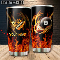 Maxcorners Billiards Flaming Eight Ball Personalized Name Tumbler