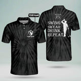Maxcorners Golf Premium Swing Swear Drink Repeat Personalized Name All Over Printed Shirt