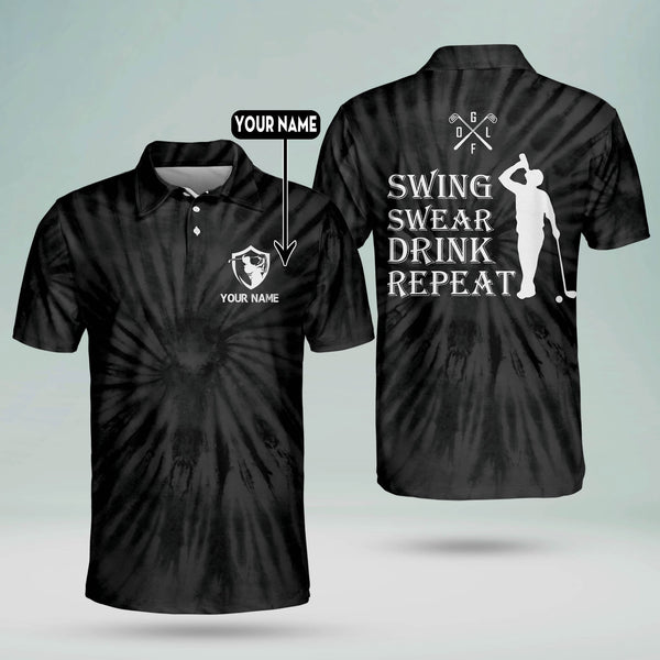 Maxcorners Golf Premium Swing Swear Drink Repeat Personalized Name All Over Printed Shirt