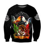 Maxcorners Rooster All Over Printed Red Green Unisex Deluxe Hoodie