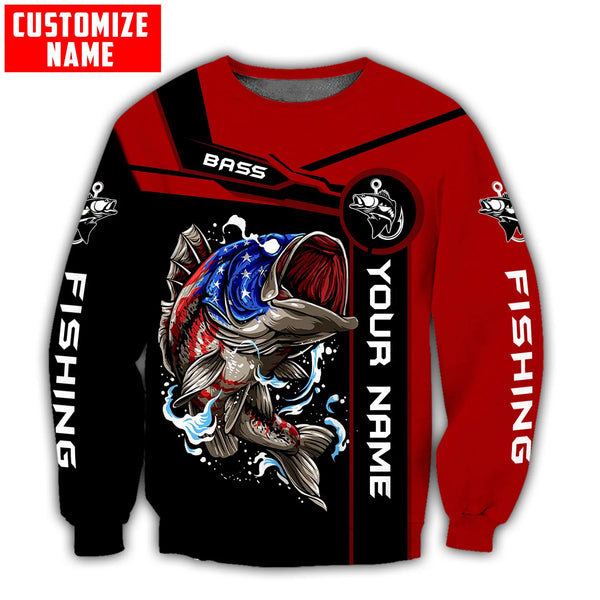 Maxcorners US Bass Fishing Custom Name Fishing Shirts