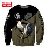 Maxcorners Personalized Name Rooster Green Unisex Hoodie