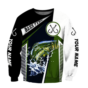 Maxcorners Personalized Name Bass Fishing In My Head 3D Shirt