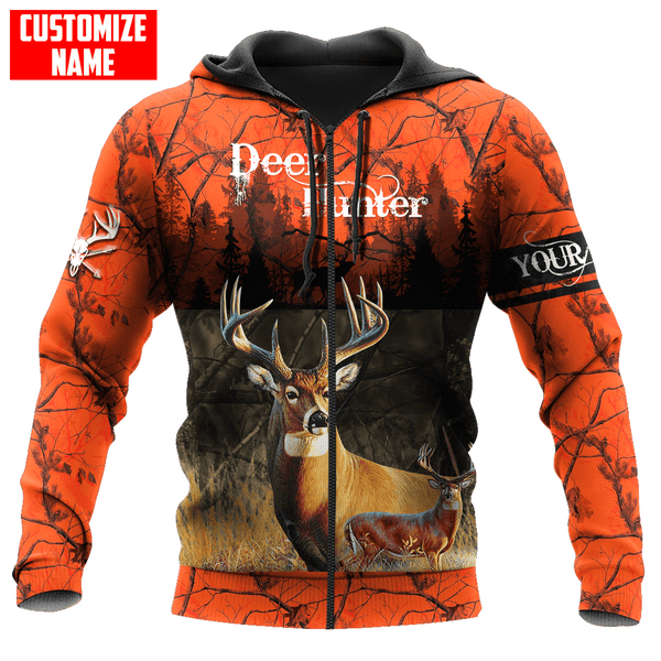 Maxcorners Personalized Name Deer Hunting Orange Green Camo 3D Design All Over Printed