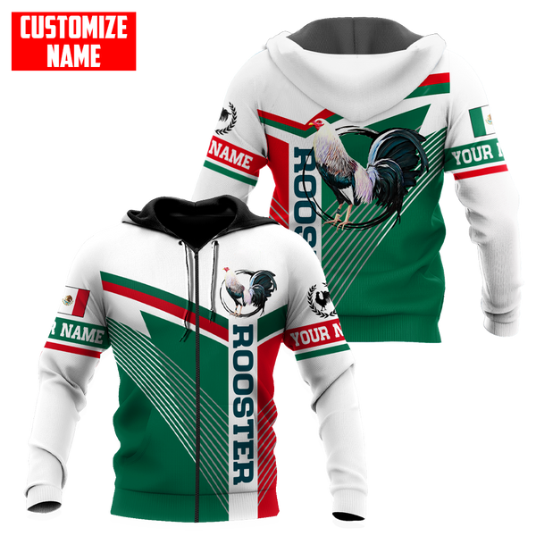 Maxcorners Personalized Name Rooster Green Unisex Hoodie
