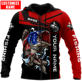 Maxcorners US Bass Fishing Custom Name Fishing Shirts