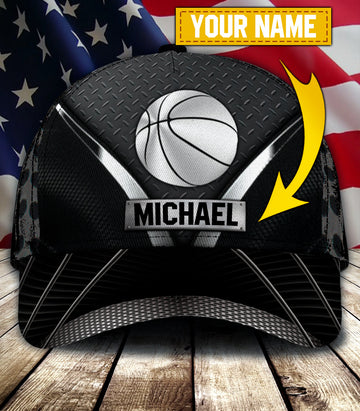 Maxcorners Basketball Black Personalized Name All Over Printed Cap