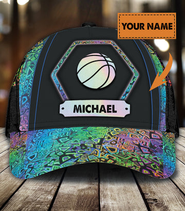 Maxcorners Basketball Hexagon Personalized Name All Over Printed Cap
