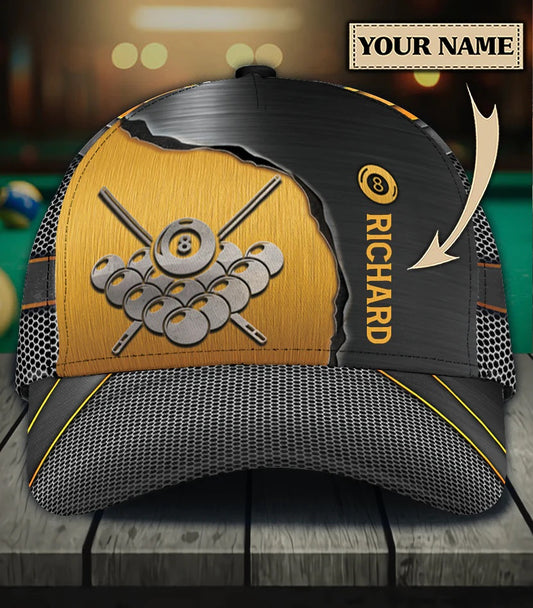 Maxcorners Billiard Classic Personalized Name 3D Over Printed Cap