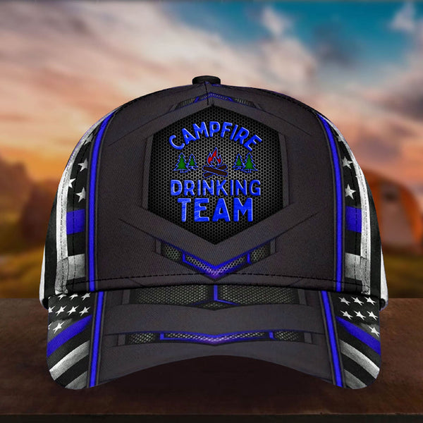 Max Corners Blue US Flag Campfire Drinking Team Custom 3D Cap