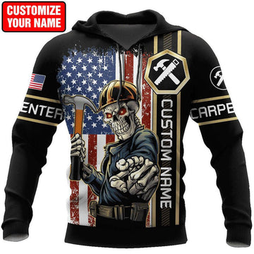 Maxcorners Personalized Name Skull Usa Carpenter 3D All Over Printed HU120