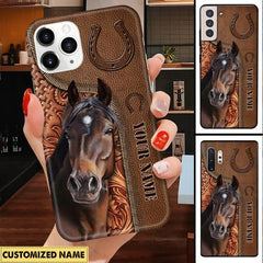 Horse Love Leather Pattern Personalized Phone Case - IPHONE