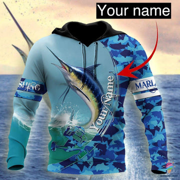 Maxcorners Fishermans Marlin Fishing Personalized Name 3D Shirt
