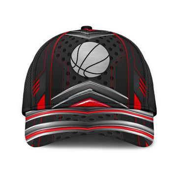 Maxcorners Basketball Red Black All Over Printed Cap