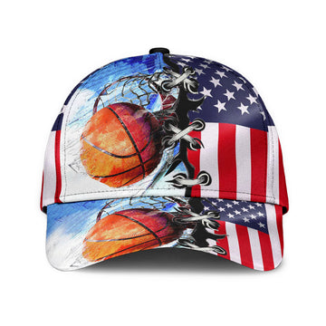 Maxcorners Basketball USA Flag All Over Printed Cap