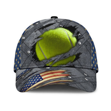 Maxcorners Tennis Grey USA Flag All Over Printed Cap