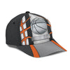 Maxcorners Basketball Grey Orange Personalized Name All Over Printed Cap