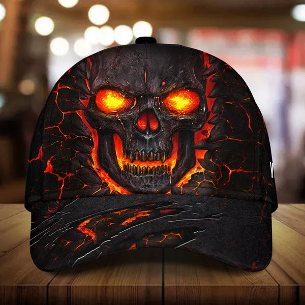 Maxcorners Custom Name Scared Lava Skull Cap