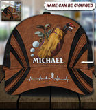 Maxcorners Golf Brown And Black Leather Classic Customized Name All Over Printed Cap
