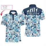 Max Corners Blue Tropical Plant Pattern 3D Custom Polo Shirt