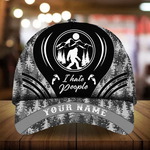 Max Corners I Hate People Bigfoot Pine tree pattern 1 Custom 3D Cap