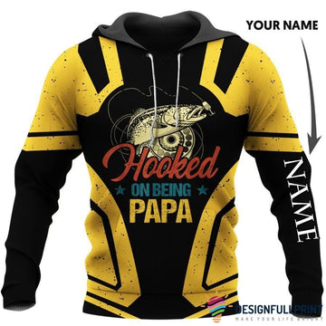 Maxcorners Hooked On Being Papa Personalized Name 3D Shirt