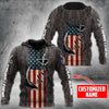 Maxcorners Fishing Hook American Flag Camo Personalized Name 3D Shirt