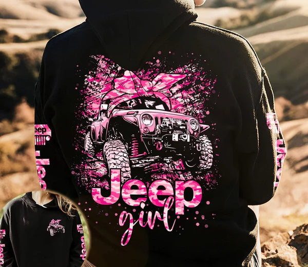Maxcorners Jeep Girls Violet 3D Over Printed Hoodie