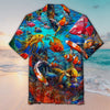 Maxcorners Unisex 3D Sea World Goldfish Hawaiian Shirt