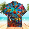 Maxcorners Unisex 3D Sea World Goldfish Hawaiian Shirt