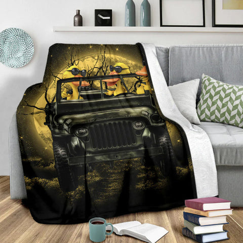 Maxcorners Halloween Duck Jeep Premium Blanket Horror Moonlight
