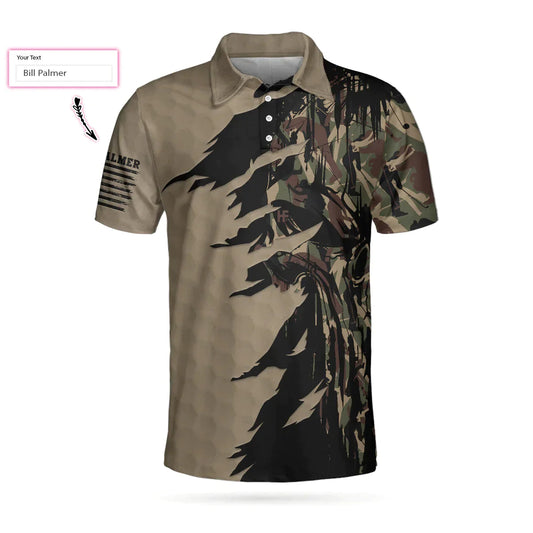 Max Corners Ripped Vintage Golfing Clubs Skull Camouflaged Men 3D Custom Polo Shirt