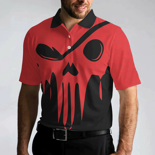 Max Corners Scary Skull Less Talk More Golfing Shirt Black And Red Men Golf 3D Custom Polo Shirt