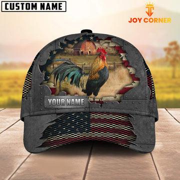 Maxcorners Rooster Customized Name US Flag Net Cap