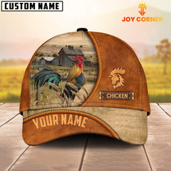 Maxcorners Custom Name Rooster Leather Pattern Cap