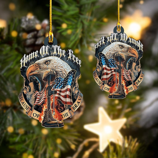 Maxcorners Military Veteran Home Of The Free Car Ornament
