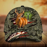 Maxcorners Premium Cross And Deer 3D Personalized Multicolor Cap