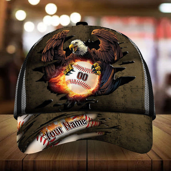Max Corners Brown Eagle Baseball Steel Pattern Custom 3D Cap