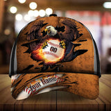 Max Corners Orange Eagle Baseball Steel Pattern Custom 3D Cap