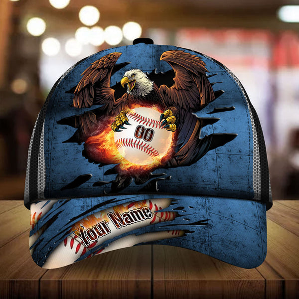 Max Corners Blue Eagle Baseball Steel Pattern Custom 3D Cap