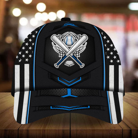 Max Corners Blue Base Ball Symbols Custom 3D Cap