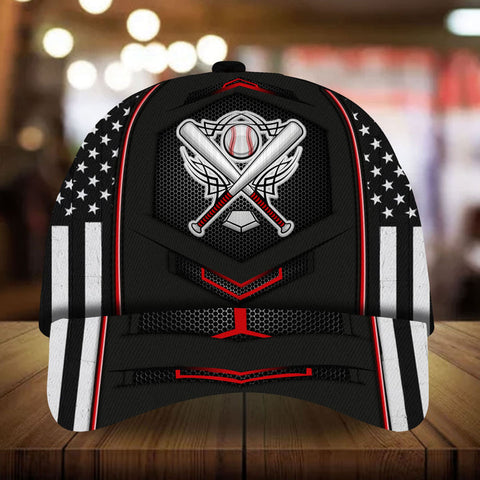 Max Corners Red Base Ball Symbols Custom 3D Cap