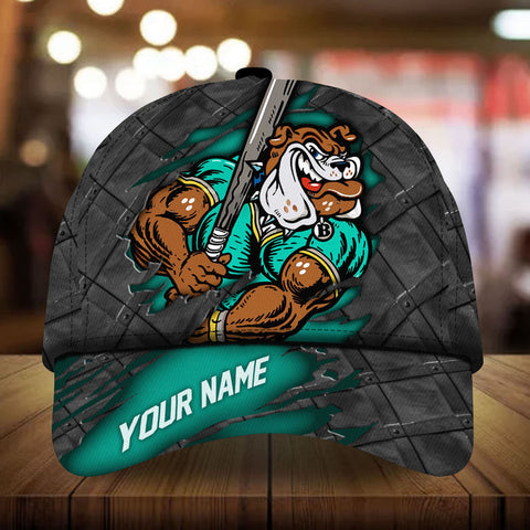 Max Corners Cyan Bulldog Cracked Baseball Steel Pattern Custom 3D Cap
