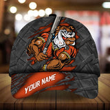 Max Corners Orange Bulldog Cracked Baseball Steel Pattern Custom 3D Cap
