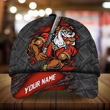 Max Corners Red Bulldog Cracked Baseball Steel Pattern Custom 3D Cap