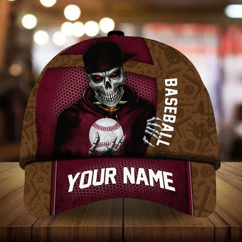 Max Corners Brown Baseball skull Boy Custom 3D Cap