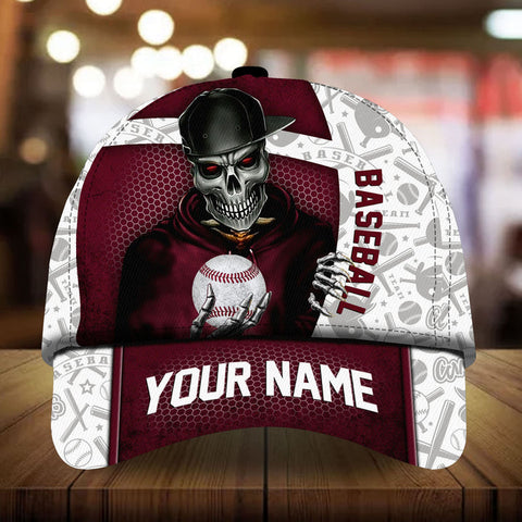 Max Corners White Baseball skull Boy Custom 3D Cap