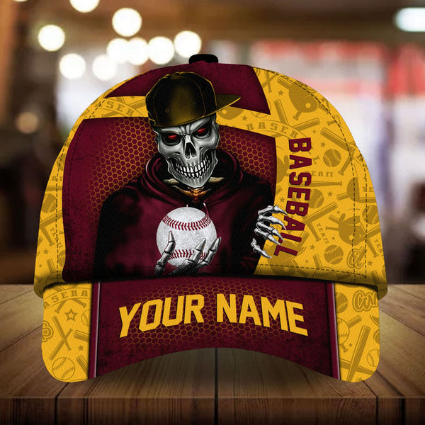 Max Corners Yellow Baseball skull Boy Custom 3D Cap