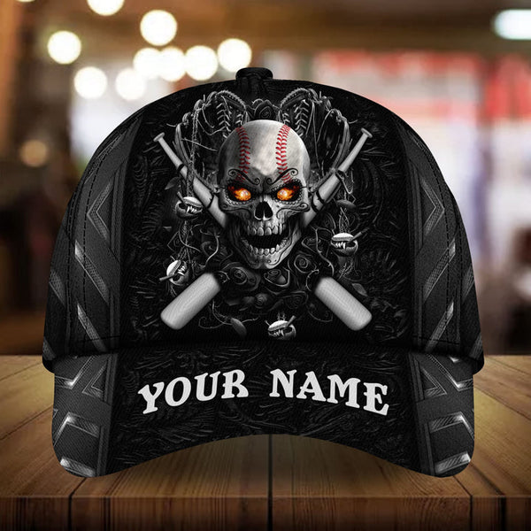 Max Corners Grey Baseball Skull Custom 3D Cap